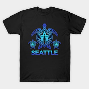 Vintage Seattle Washington Ocean Blue Sea Turtle Souvenirs T-Shirt